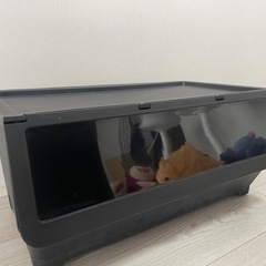 IKEA プラスチック収納ケース 2個ふた付きボックス　ブラックの画像