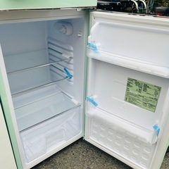 売約済み【武蔵小山店】  2022年製　アイリスプラザ　冷蔵庫　レトロ　可愛い　デザイン　ターコイズブルー　青系　小型　一人暮らし　2ドア　2ドア　単身用　PRR-122D 美品の画像