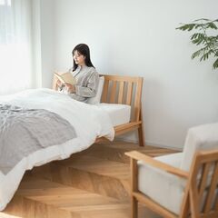 [完売]もたれかかれる木製ベッド オーク材突板 セミダブル 無印良品の画像