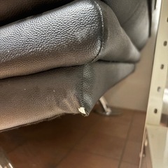 【良品】ニトリ　本革カウチソファー黒　3人掛け　右カウチ　ロゾ4の画像