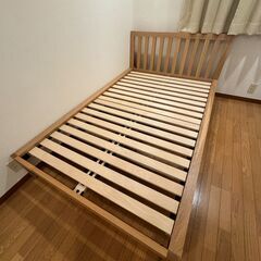 [完売]もたれかかれる木製ベッド オーク材突板 セミダブル 無印良品の画像