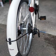 売約済みです🙇【札幌市内配達無料】整備済み美品中古車 　アサヒサイクル　ミニベロ　Cream　鍵新品！　後ろタイヤ新品！　20インチ 　6段切替　LEDライト　クリーム色の画像