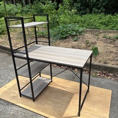 💥福岡市内配送設置対応🌈　大商産業 daisyo　デスク ラック付 パソコンデスク 収納 スリム シンプル JJシリーズ JJD-100R DB リモートワーク の画像