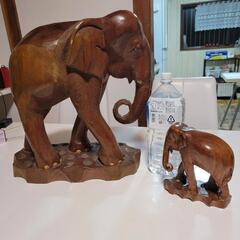 置物 オブジェ インテリア 木彫り 象 木彫 彫刻 工芸品の画像