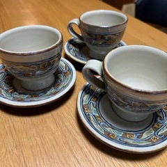 やちむんのコーヒーカップ（3セット）の画像