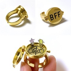 スポンジボブ BFF 親友 フォーエバーリング 指輪 男女兼用 友達 カップル ゴールド おろそい 日本未発売 サイズ調整可能の画像