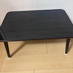 ブラック 折り畳みローテーブル 幅60cm×奥行40cm×高さ29.5cm ローテーブル 折りたたみ 木目調 表面UV加工 BLKP 黒 N-8337の画像