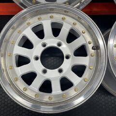 BRS 社外ホイール 15インチ 4本 7J6HPCD139.7-15 希少 ランクルプラド 旧ハイラックス等 ホワイト　(SHA001)の画像