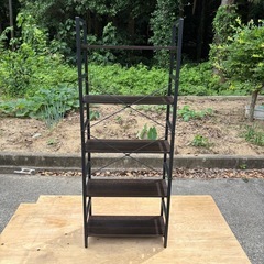 💥福岡市内配送設置対応🌈　ラック オープンシェルフ 5段  本棚 スリム 収納ラック おしゃれ 隙間収納 オープンラック 木製 キッチン ディスプレラックの画像