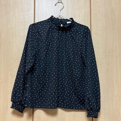 Honeys レディース長袖ブラウス・Mサイズ(ドッド柄)美品