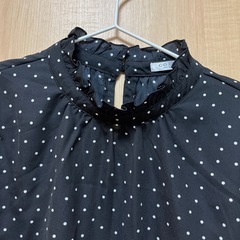 Honeys レディース長袖ブラウス・Mサイズ(ドッド柄)美品の画像