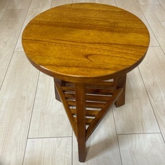 プランターベース 花台 プランタースタンド Sサイズ 木製 小さめ 棚付き 丸型　即日お渡し可能の画像