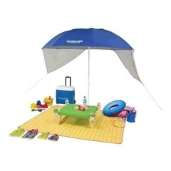キャプテンスタッグ BBQ 海用 パラソル UVカット ウイング240cm ブルーM-1601の画像