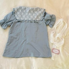 ブラウス　水色　半袖　Sの画像