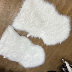 ふわふわ フェイクファー ラグマット ホワイト2セットの画像