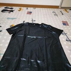 トラのＴシャツ&黒の革風半袖(ナイロン生地)2点セットの画像