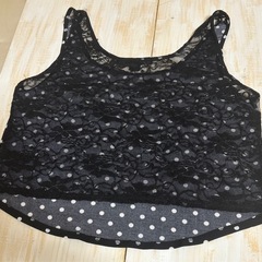 FOREVER21希少品！水玉とレースタンクトップ　　黒の画像