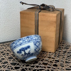 配送可能　染付　煎茶碗　木箱付　一客　骨董品 時代品 美術品 古...