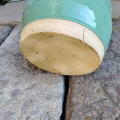 大香炉？　蚊取り線香にちょうどよさそう　青磁風　外径約24.5cm 高さ約16cmの画像