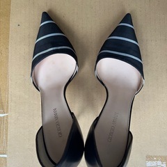 Giorgio Armani ハイヒール ブラック/ストライプ美品24cmの画像