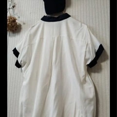 ユニクロ　シャツ　L 美品　ネイビーオフホワイト　バイカラー　レーヨン　完売品の画像