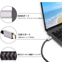 USB Type C to HDMI交換ケーブル USB3.1 Type C Thunderbolt 3 to 4K映像出力 の画像