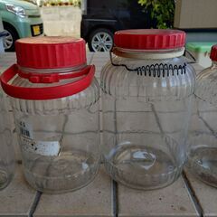 漬物保存容器　ガラス瓶　８個　使用済み中古品　さしあげます。の画像