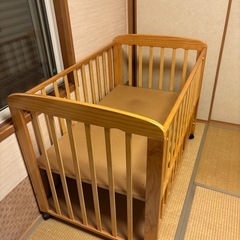 【ベビーベッド】床板高さ調節可　収納付き　ハピネスの画像