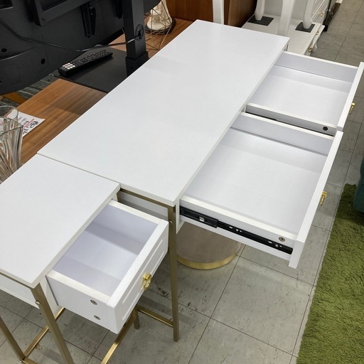 ドレッサーテーブル3点セット　※下側ガラス棚欠品