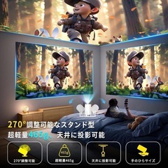 新品未使用　プロジェクター 家庭用 18000LM 4K対応 270°回転  小型の画像