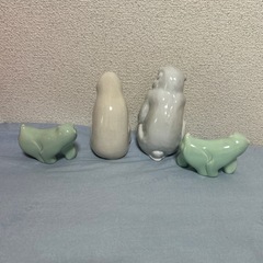 お猿の置物4点セット　陶器製の画像