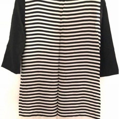 美品☆ZARA・ワンピース・ボーダー・白×黒・ゴールド・サイズM・素敵☆の画像