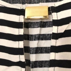 美品☆ZARA・ワンピース・ボーダー・白×黒・ゴールド・サイズM・素敵☆の画像