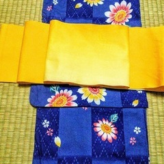 浴衣帯　イエローリバーシブル　used美品　単品の画像