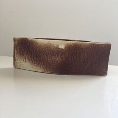 ○花びん カビン 花瓶 花器 フラワーベース 茶色 ブラウン 陶器 サイズ34.5×12×7㎝ 中古品(NF250713)517-109-⑨の画像