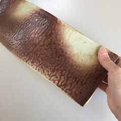 ○花びん カビン 花瓶 花器 フラワーベース 茶色 ブラウン 陶器 サイズ34.5×12×7㎝ 中古品(NF250713)517-109-⑨の画像