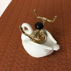 【昭和レトロ】受話器置き オルゴール 魅惑のワルツ 白鳥 陶器 電話 日本製 ヴィンテージ 状態良いの画像