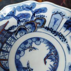 骨董品２４㌢金彩絵皿の画像