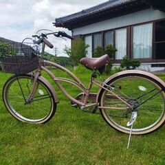綺麗、オシャレ、24インチホワイトリボンタイヤ自転車（最終値下げ）の画像