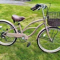 綺麗、オシャレ、24インチホワイトリボンタイヤ自転車（最終値下げ）の画像