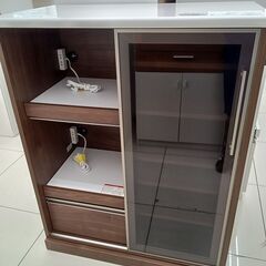 ☆ジモティ割あり☆ 古賀家具 レンジボード 茶色、天板白色 W90×D49