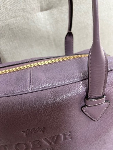 LOEWE ミニボストンバック パープルレザー