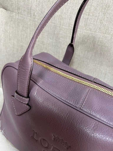 LOEWE ミニボストンバック パープルレザー