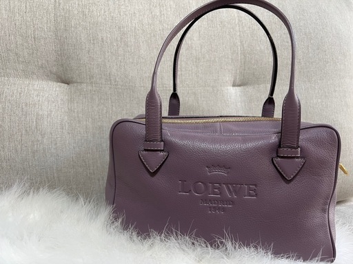LOEWE ミニボストンバック パープルレザー