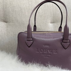 LOEWE ミニボストンバック パープルレザー