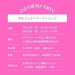7/23水、8/29金 龍神さまづくり（羊毛フェルト）の画像