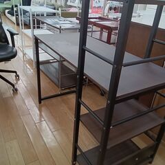 ★リユースのサカイつくば店★TK5860  棚付きデスク ダークブラウン H115×D48×W110 クリーニング済みの画像