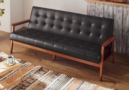 アイリスプラザ ソファ 3人掛け PU ダークブラウン 美品