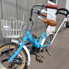 自転車　子供　14インチ　補助輪　男の子　女の子　ホワイト　水色の画像