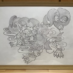 シーサーの鉛筆画2点の画像
